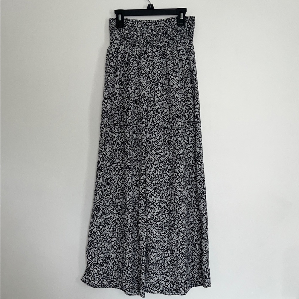 Chic Black and White Floral Flared Pants
